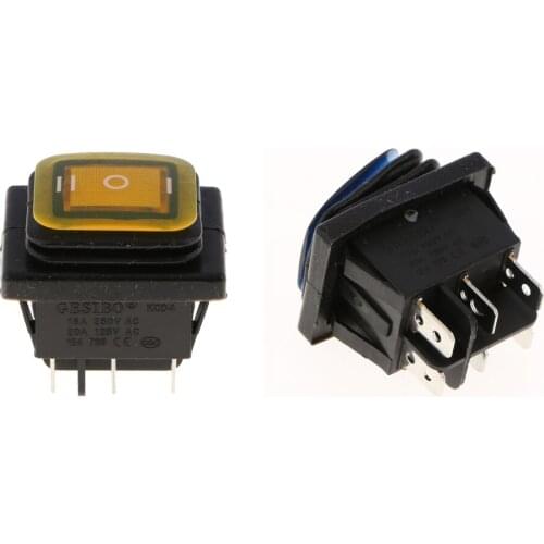 2x Waterproof Square Rocker Toggle Switch, Car Boat Rocker Switch, 6 Pin On/Off/On 3 Position Yellow+Blue