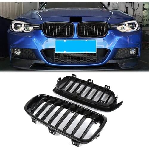 2x Car Front Bumper Protective Grille Gloss Black ABS For BMW F30 F31 3 Series 316i 328i 335i 2012 2013 2014 2015 2016 2017 2018