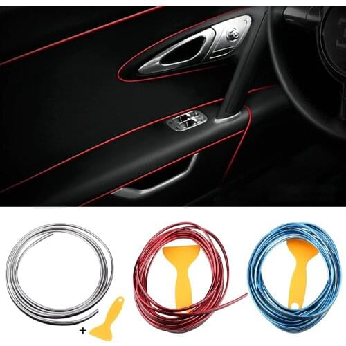 5M Interior Decoration Strip Line Moulding Trim Door Dashboard Edge Universal Auto Chrome Strip Tool DIY Car Styling Accessories