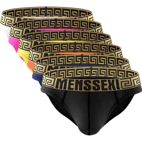 6Pack Men Underwear Sexy Men Briefs Breathable Male Panties Underpants Briefs Mens Slip Cueca 6 Colors Tanga Mens Briefs
