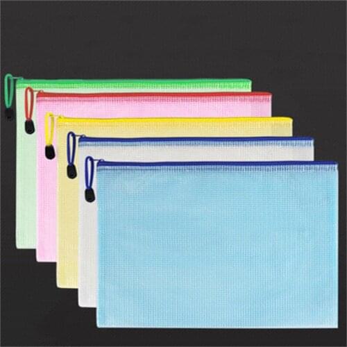 5pcs/lot A5 Gridding Waterproof Zip Bag Document Pen Filing Products Pocket Folder Free Shipping Office & School Supplies