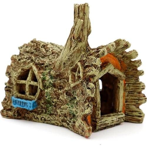 Aquarium Decoration Fish Tank Decor Resin Tree House Home Garden Fish Tank Squidward House Ornament Imitation Root Retro Gift