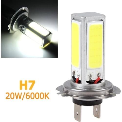 Car Light Bulbs 20W H7 Super High Power COB LED Headlight 6000k White Car Light 12V Lamps COB Led Head Lamp for Fog Driving