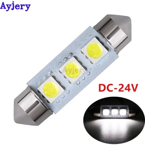 AYJERY 24V DC !! 100pcs/lot C5W 5050 3 SMD 36mm 39mm Festoon Dome LED Light Bulbs Car Indicator Reading Lamp License Plate Light