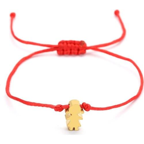 Handmade Red Thread String Bracelet Adjustable Stainless Steel Charm Bracelets for Woman Girl Birthday Lucky Pendent Bracelets