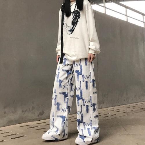 2021 New Spring Summer Women pants Thin Hip hop Fashion Casual Straight Print Vintage Loose Oversize female trousers Long pants