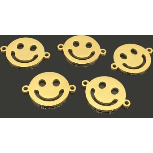 Stainless steel hollow smiley face link beads DIY bracelet necklace jewelry making leather bracelet handmade charm gift