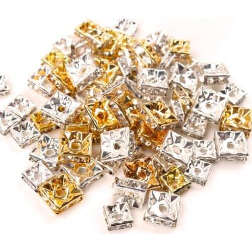 6mm 8mm Metal Gold Crystal Rhinestone Rondelle Spacer Loose Beads For DIY Jewelry Making Accessories 50pcs