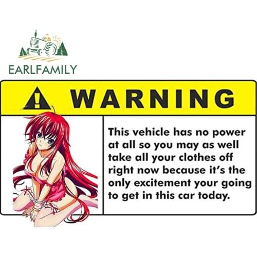 EARLFAMILY 13cm x 7.6cm for High School DxD Warning Car Accessoires Stickers Anime Decal Surfboard Graffiti Camper Waterproof
