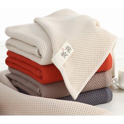 70x140cm Elegant Absorbent Cotton Home Hotel Soft Bathroom Solid Color Honeycomb Adult Bath Towel