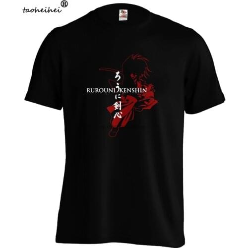 Mens Rurouni Kenshin Classic Shounen Anime T-shirt Tee Kenshin Himura