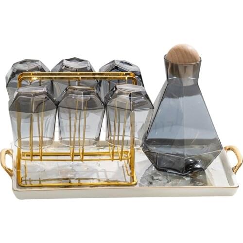 Nordic water set household luxury glass water cup living room heat resistant high temperature tea cup juice pot