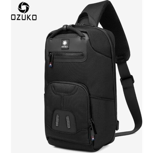 OZUKO Multi Pocket Men Chest Bag Waterproof Shoulder Bag for Teenager Quality Male Messenger Bag Mens USB Travel Crossbody Bags