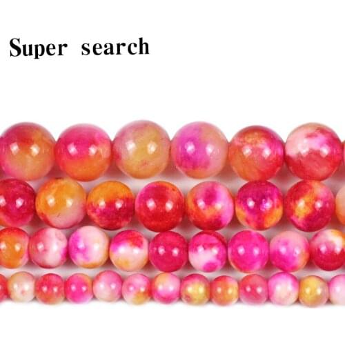 Natural Red and yellow Jades Beads Round Chalcedony Loose Stone Beads For Jewelry Making DIY Bracelet woman Necklace6/8/10/12mm