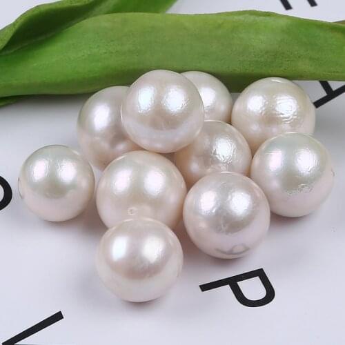14mm AA Grade Natural Cultured Freshwater White Round Loose Pearls No Holes