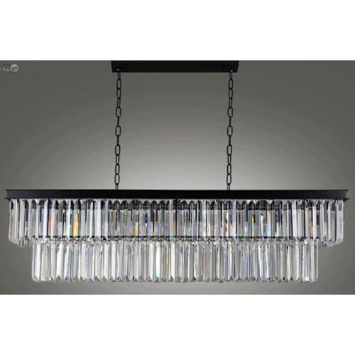 New Large E14 LED Crystal Luxury Rectangular Pendant Light Modern Creative Iron Lamps for Dining Room Foyer Free Shipping