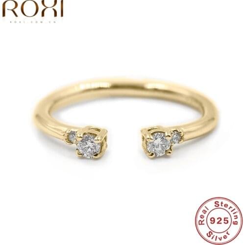 ROXI Fashion Zircon Crystals Open Rings for Women Men Engagement Finger Rings 100% 925 Sterling Silver Ring Jewelry Pierscionki