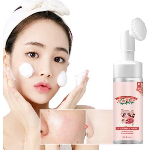 Cleansing Mousse Rose Foaming Cleanser Scrub Cleansing Acne Oil Control Blackhead Remover Shrink Pores Skin Care Makeup Remover
