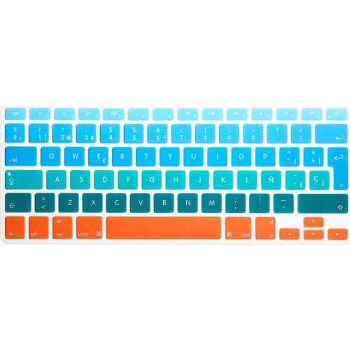 Wholesale ESP Spanish Rainbow Keyboard Skin Cover Protector for Macbook Air 13 Pro 15 Retina 13" 15" 17" EU/UK Keyboard + Box