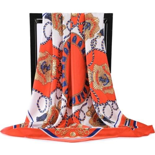 Summer Silk Scarf Women Fashion Satin Print Hijab Scarf Foulard Female Luxury Brand Hair Head Scarves for Ladies Square Shawls