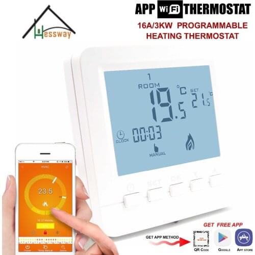 Programmable Thermostat Heating WiFi 16A 110V-240V for App Temp Temperature Control Underfloor