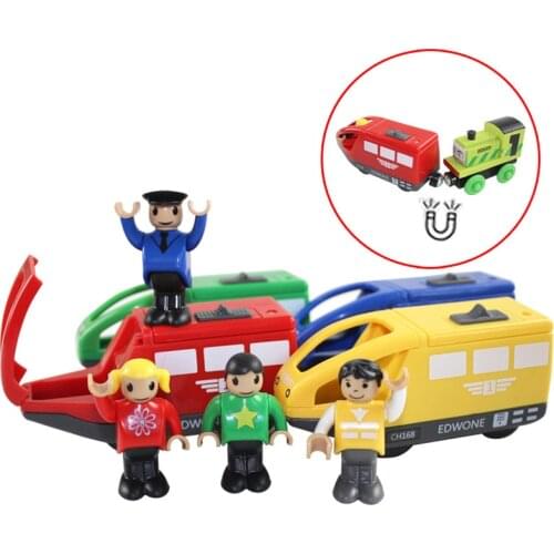 RC Electric Train Toys Magnetic Train Carriage Toy Competiable for Brio Standard Wooden Train Track Railway Toys for Children