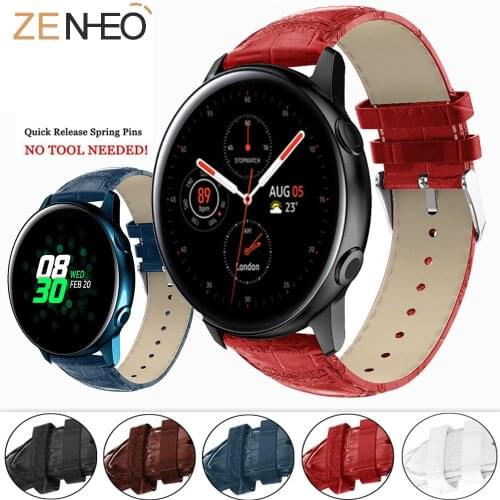 Crocodile-print leather watch strap For Samsung Gear sport 20mm for Samsung Galaxy Watch Active Strap Replacement Bracelet