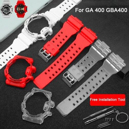 Watch Accessories for Casio G-SHOCK GA400 GBA400 Rubber Strap Case Men and Women Bracelet Resin Wristband