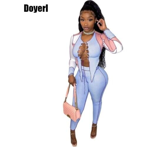 Lace Up Sexy 2 Piece Sets Womens Outfits Elegant Matching Sets Crop Top and Pencil Pants Two Piece Set Women Suit Ensemble Femme