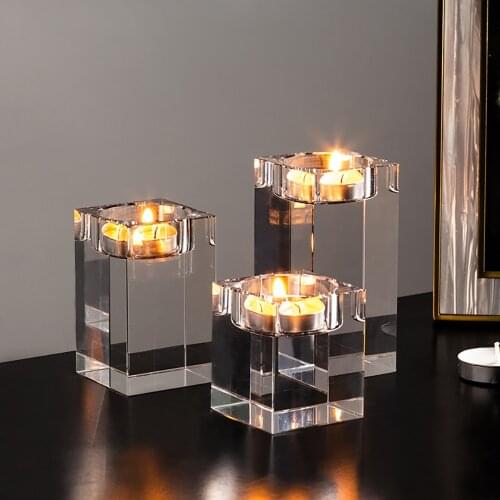 Modern Crystal Glass Creative Romantic Candle Holders Home Decoration Wedding Decorations Party Ornaments Desktop Candlestick