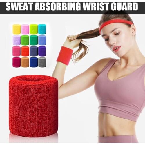 Colorful Sports Wristbands Cotton High Elasticity Sweat-absorbent Sweatband for Tennis Sport Basketball Gymnastics MC889