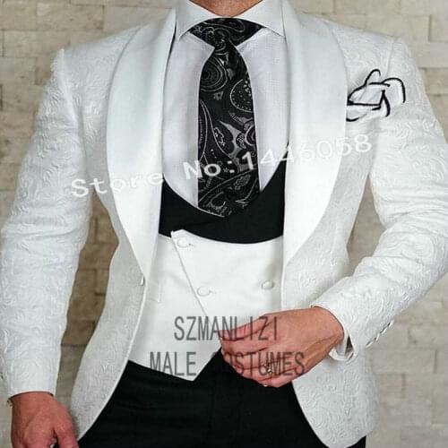 SZMANLIZI Wedding Suits 2019 New Designs Formal Groom Wear White Blazer Slim Fit Groomsmen Best Man Men Suits For Wedding Tuxedo