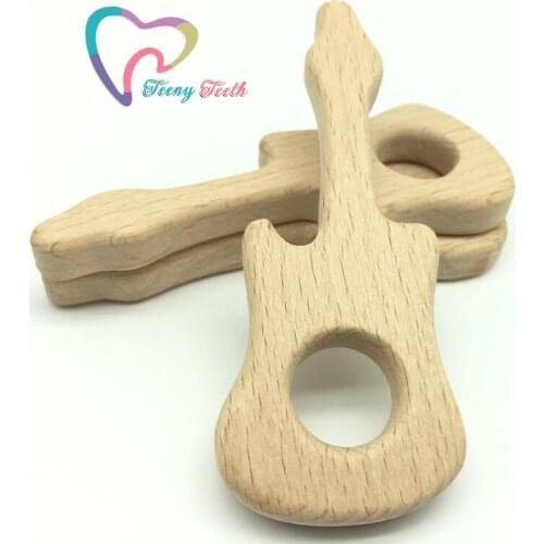 Teeny Teeth 20pcs Baby Teether Wooden Guitar Can Teether Toys DIY Crafts Montessori Toys Necklace/Bracelet Pendant