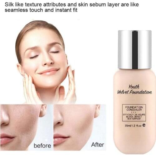 Velvet Foundation Concealer Long Lasting Waterproof Water Whitening Breathable Concealer Moisturizing Breathable Matte Base Make