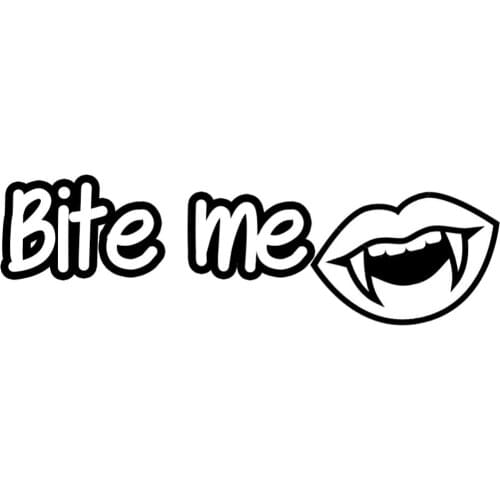 Bite Me Funny Sexy Vampire Teeth Vinyl Car Stickers Art Pattern Car Window Decor Rearview Mirror Decor Waterproof L346