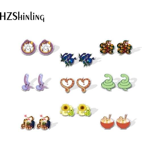 2021 New Mysterious Snake Stud Earring Animal Acrylic Resin Earrings Epoxy Handmade Jewelry Gifts Girl