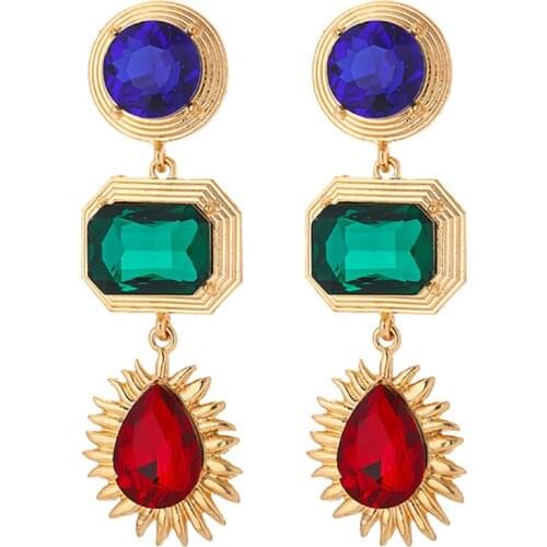 ZHINI New Exaggerated Big Zircon Water Drop Earrings for Women Boho Punk Rhinestone Long Earring Wedding Fashion Jewelry Gift