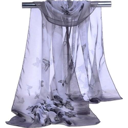 160*50cm Sun protection Spring and summer Print woman Scarf butterfly Chiffon girl Women Scarf Pareo Wrap Sunscreen Long Cape