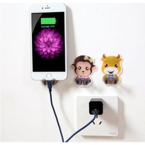 1 Pc Cartoon Storage Rack Strong Sticker Power Plug Storage Rack Bracket Storage Box Socket Wall-mounted Hanger Hook