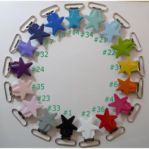 17pcs 1'' 25mm 17 Colors Assorted Enamel Star Suspender Clips