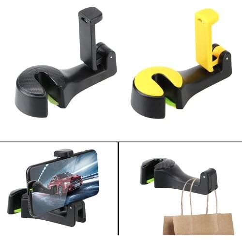 2 in 1 Seat Back Hanger Foldable Clips Organizer Car Headrest Hook Towel Hook Automobile Trunk Organizer Phone Holder
