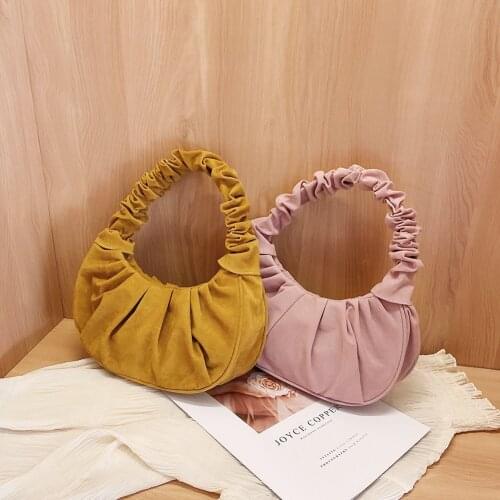 2020 Women Cloud Bags Soft Corduroy Small Shoulder Bags Elegant Pleated Handbags Female Purses Travel Bag Evening Party Clutch