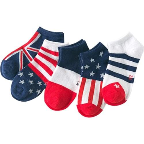 5 pairs / lot 2016 spring new Flag pattern cotton children socks 3 - 11 years children socks kids boys / girls boat socks