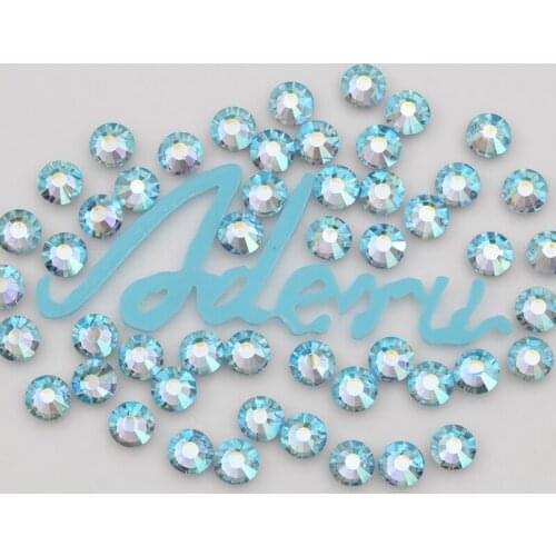 Aderu aquamarine AB 807 super shiny lead free crystal hot fix rhinestone for nail art ornament garment shoe phone car decoration