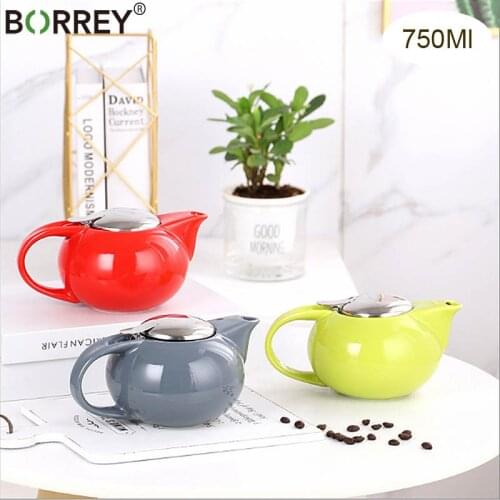 BORREY 750Ml Ceramics Teapot Color Teapot With Removable Filter Chinese Tea pu-erh Kung Fu Tea Set office Tea Pot Drinkware Gift