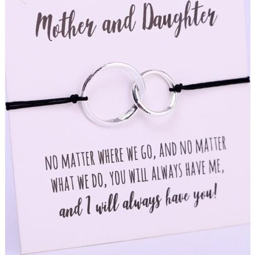 Mother and Daughter Heart Adjustable Bracelets Women Men Couple Friends Forever BraceletsFashion Jewelry