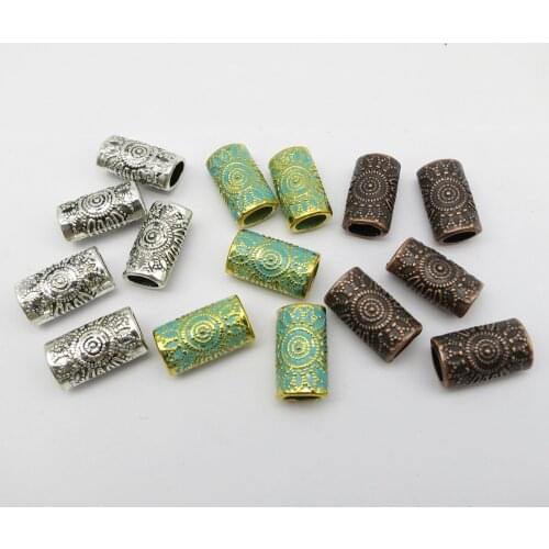 10pcs/15pcs metal Flat shape viking rune hair braid dread dreadlock beard beads rings tube Accessories