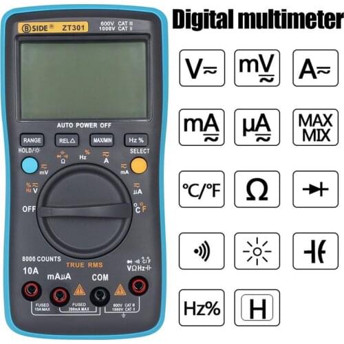 BSIDE ZT301 Digital Multimeter 8000 Counts Multifunction AC/DC Voltage Temperature Capacitance Tester Portable Voltage Meter