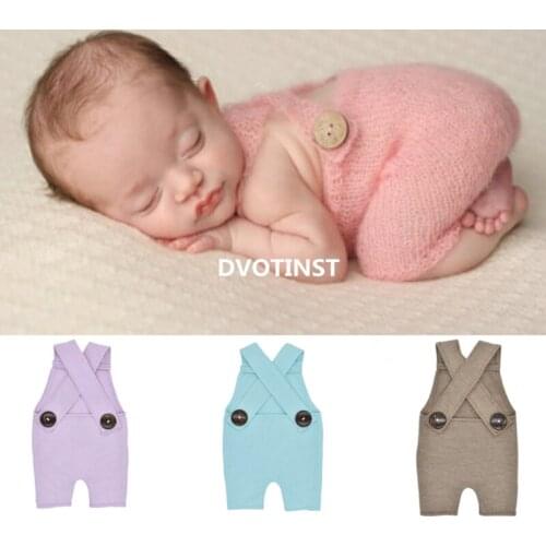 Dvotinst Newborn Photography Props Baby Outfits Button Overalls Pants Romper Fotografia Accessories Studio Shoots Photo Props