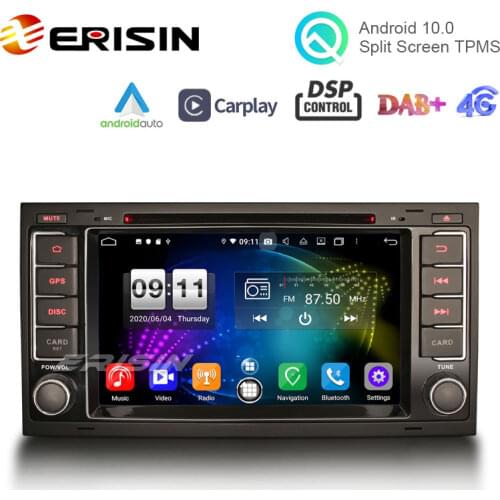 Erisin 8706TN 7" Android 10.0 Car Stereo DAB+ Navi OBD2 WiFi CarPlay DVR Bluetooth Canbus DSP GPS DVD for VW T5 Multivan Touareg